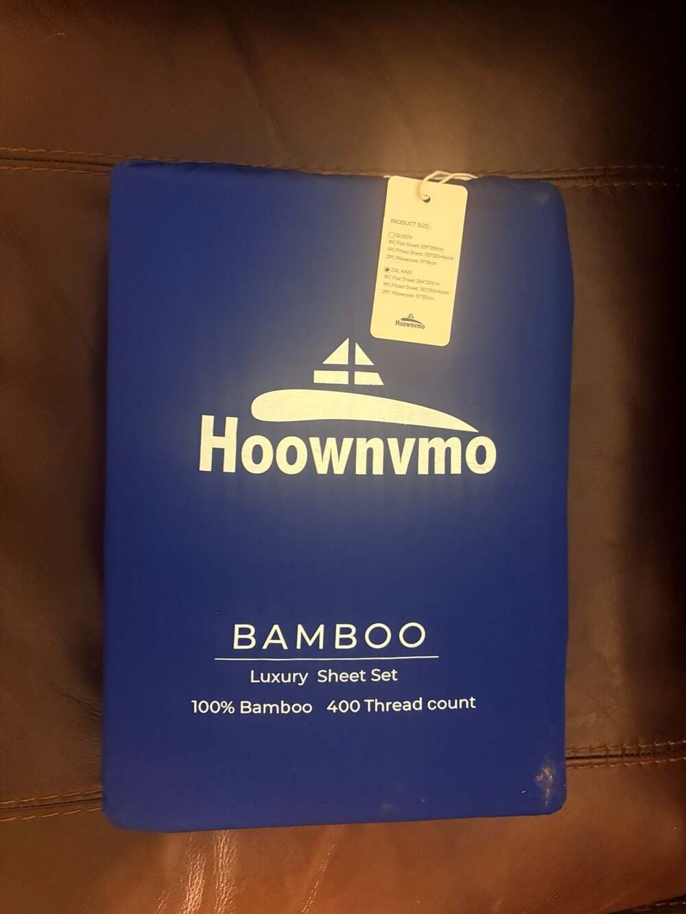 Hoownvmo 100% Bamboo Luxury Sheet Set 400 Thread Count Blue Cal King